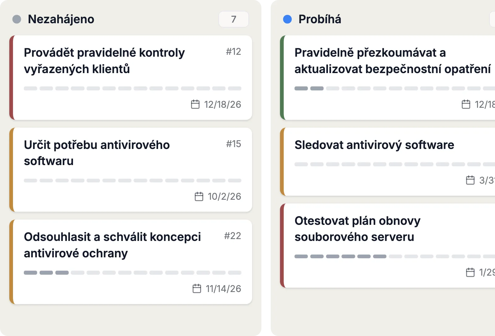 Úkoly podle stavu