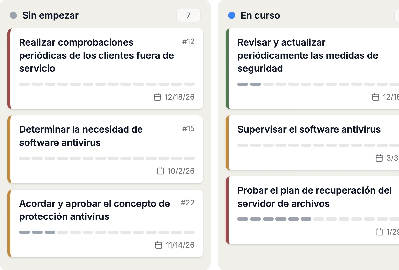 Tareas por estado