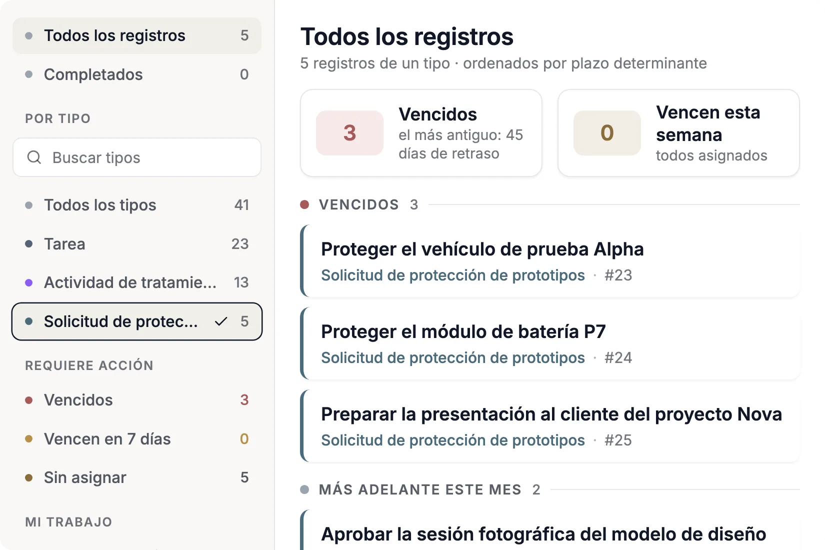 Solicitudes de protección de prototipos abiertas con plazos en Complaica