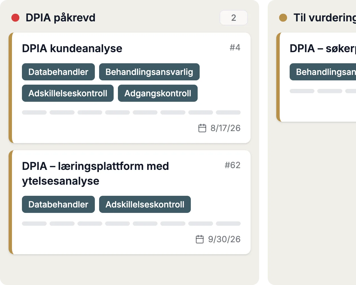 Oppgaver etter status